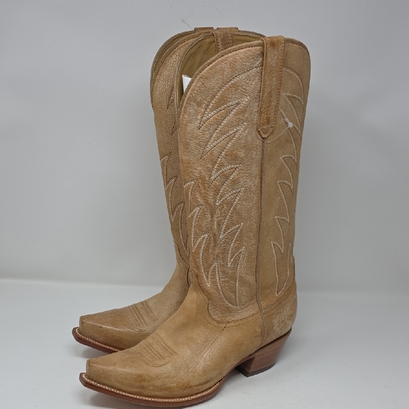 Black Star Jessie Destresse Maple Tan Leather Heeled Western Boots Women Size 10